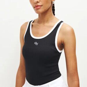 Reformation Erina Knit Tank - Black & White Logo - Size Medium